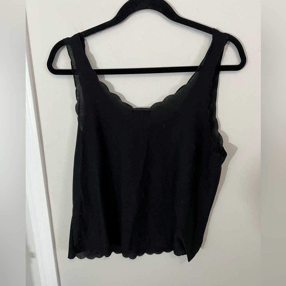Topshop Black Scalloped Camisole,US10